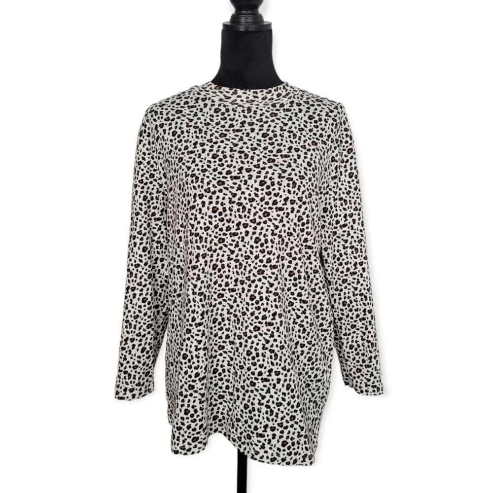LOFT Outlet XXL Mockneck Leopard Longsleeve Casual Tee - Closet Clear Out